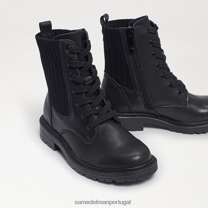 Sam Edelman couro preto crianças bota de combate lydell calçados X8JV0P1010