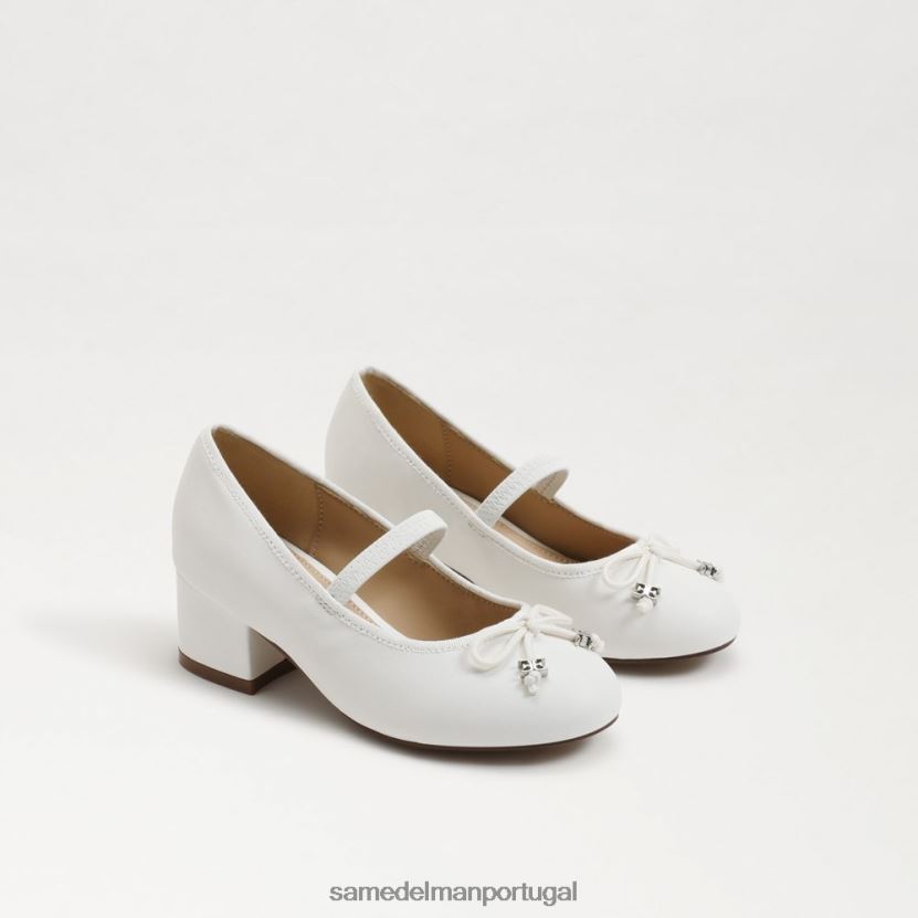Sam Edelman Branco brilhante crianças tyra mary jane salto bloco calçados X8JV0P978