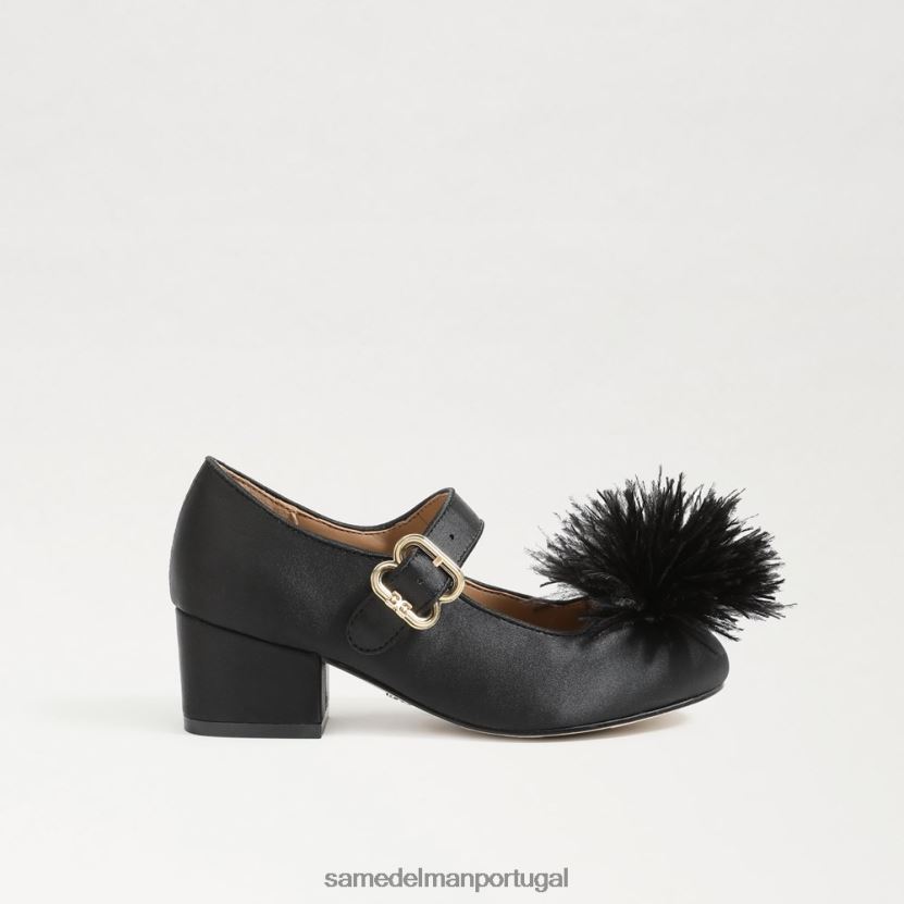 Sam Edelman couro preto crianças talia salto bloco mary jane calçados X8JV0P1046