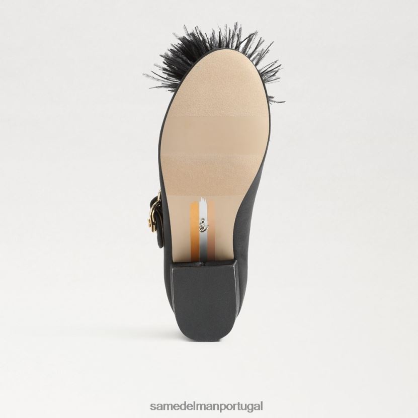 Sam Edelman couro preto crianças talia salto bloco mary jane calçados X8JV0P1046