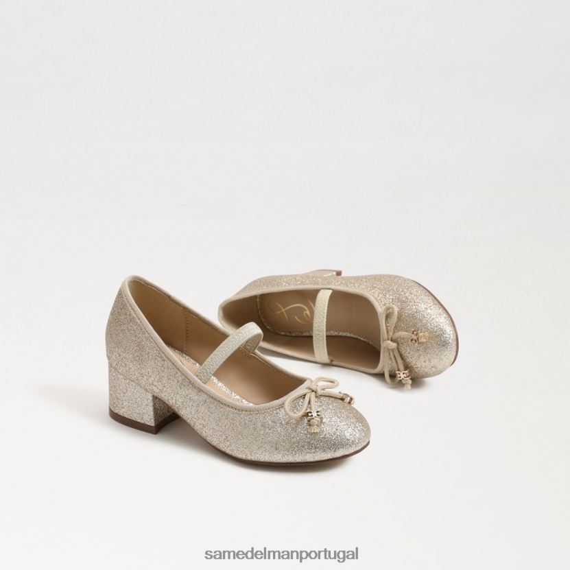 Sam Edelman folha de ouro crianças tyra mary jane salto bloco calçados X8JV0P980