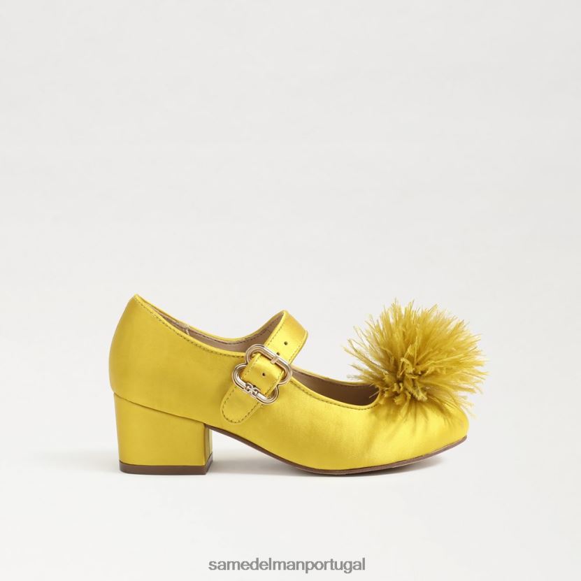 Sam Edelman ocre crianças talia salto bloco mary jane calçados X8JV0P1045