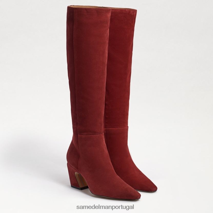 Sam Edelman camurça de tijolo mulheres bota sulema cano alto calçados X8JV0P883