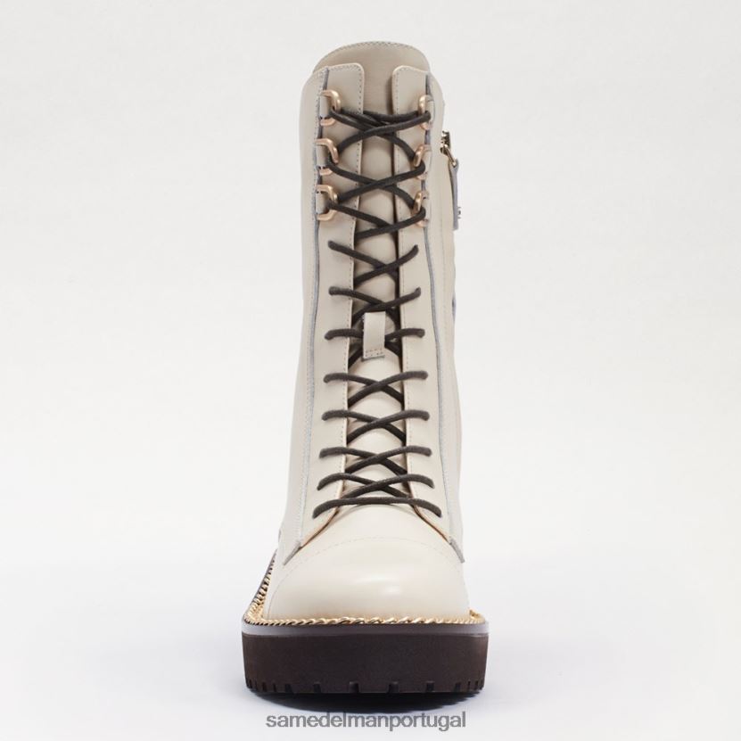 Sam Edelman couro marfim moderno mulheres bota de combate lenley calçados X8JV0P869