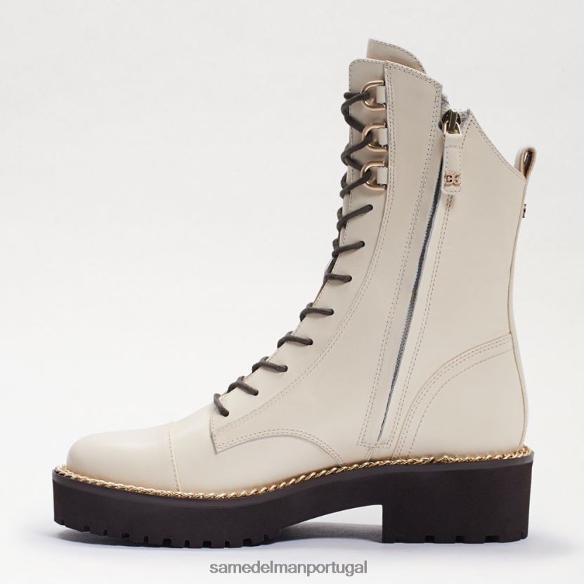 Sam Edelman couro marfim moderno mulheres bota de combate lenley calçados X8JV0P869