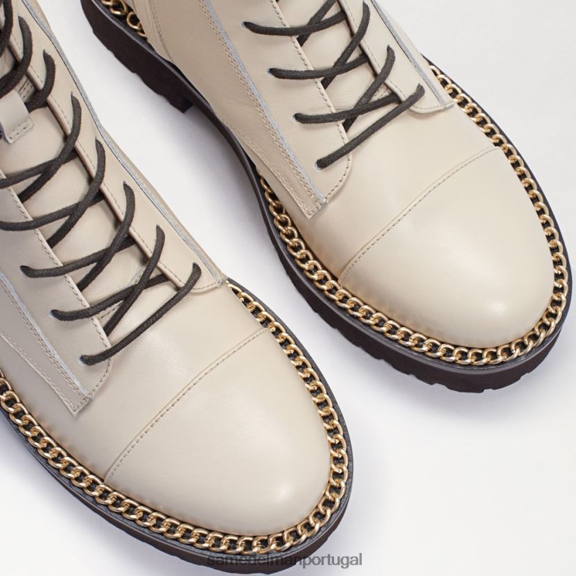 Sam Edelman couro marfim moderno mulheres bota de combate lenley calçados X8JV0P869