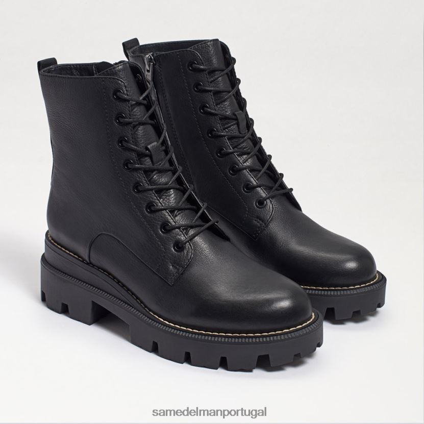 Sam Edelman couro preto mulheres bota de combate plataforma sótão calçados X8JV0P626