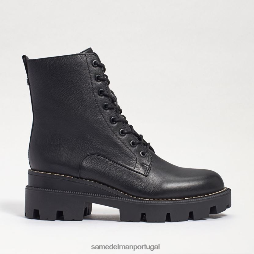 Sam Edelman couro preto mulheres bota de combate plataforma sótão calçados X8JV0P626