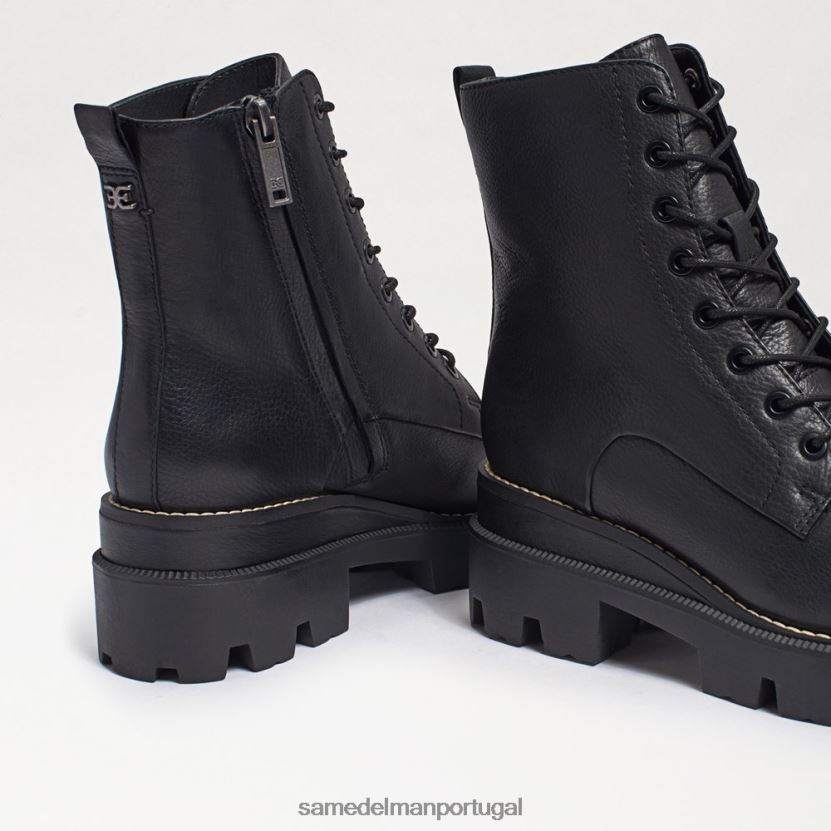 Sam Edelman couro preto mulheres bota de combate plataforma sótão calçados X8JV0P626