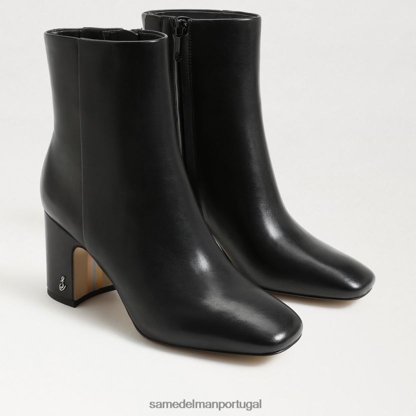 Sam Edelman couro preto mulheres botinha de tornozelo fulvo calçados X8JV0P784