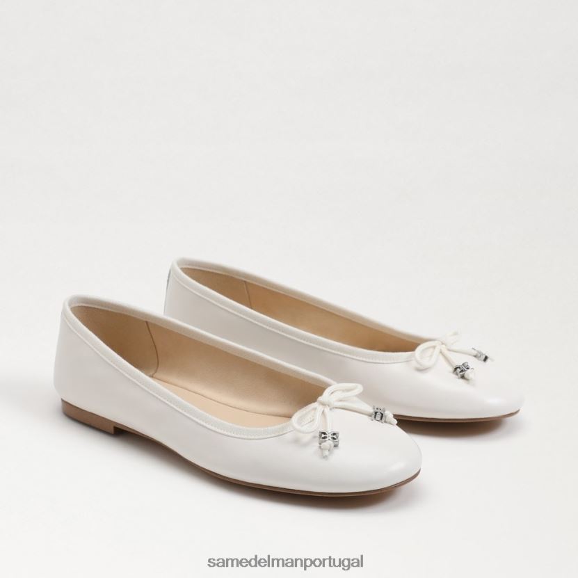 Sam Edelman Branco brilhante mulheres apartamento de balé felicia luxe calçados X8JV0P287