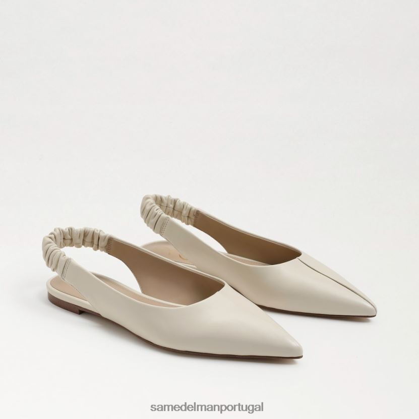 Sam Edelman couro marfim moderno mulheres Whitney Slingback bico fino e plano calçados X8JV0P737