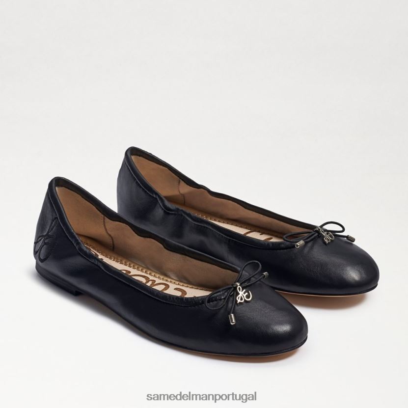 Sam Edelman couro preto mulheres apartamento de balé felicia calçados X8JV0P127