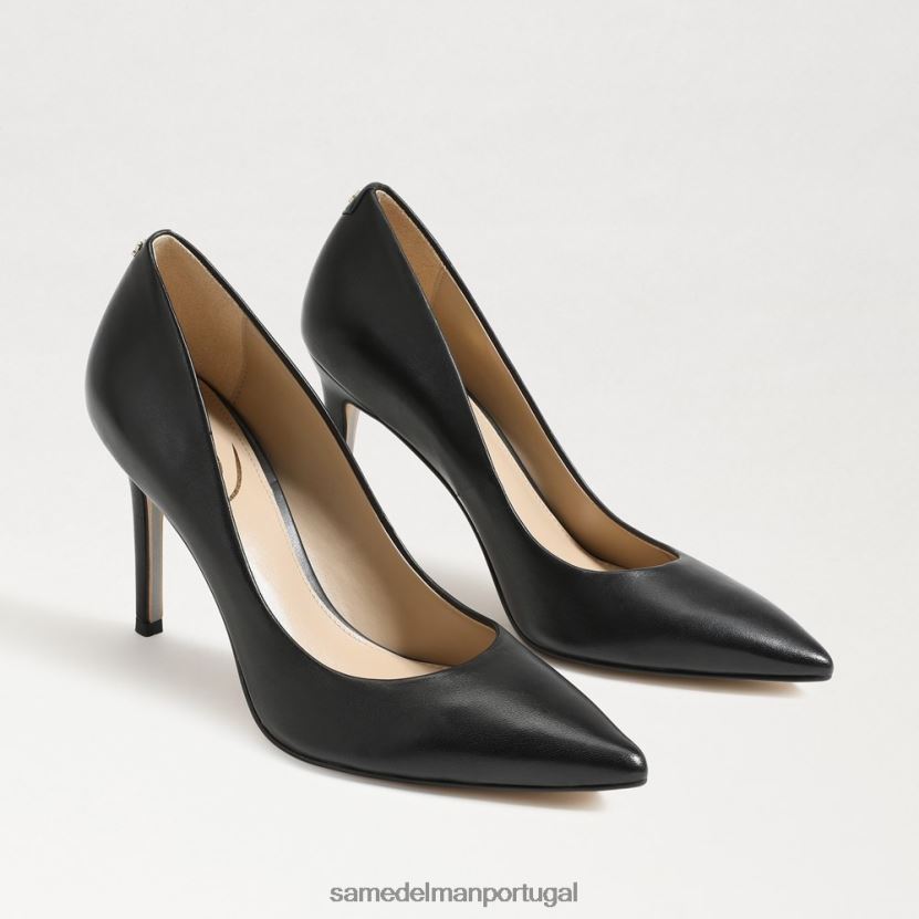 Sam Edelman couro preto mulheres salto bico fino avelã calçados X8JV0P146