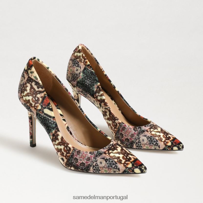 Sam Edelman marfim multi veludo mulheres salto bico fino avelã calçados X8JV0P135