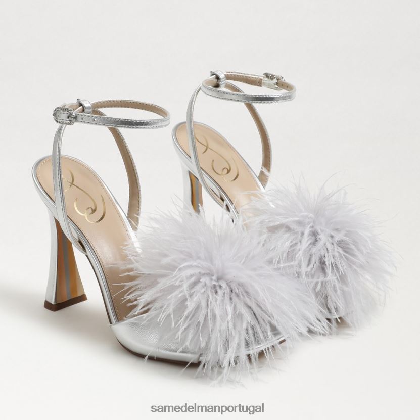 Sam Edelman prata mulheres salto de pena de leon calçados X8JV0P850