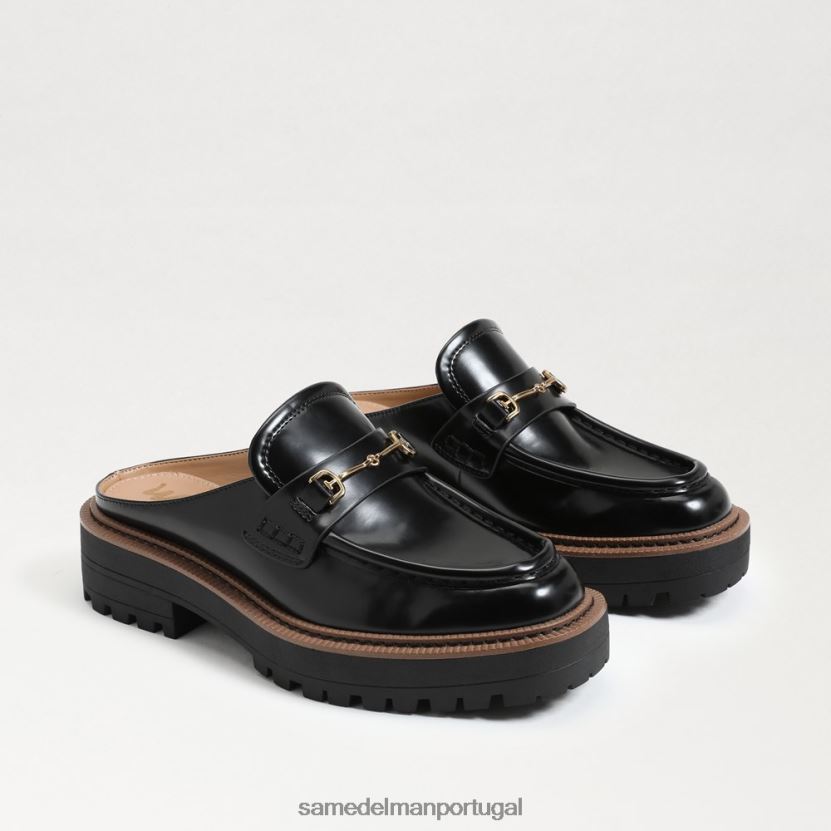 Sam Edelman couro preto mulheres lennon lug sole mule calçados X8JV0P465