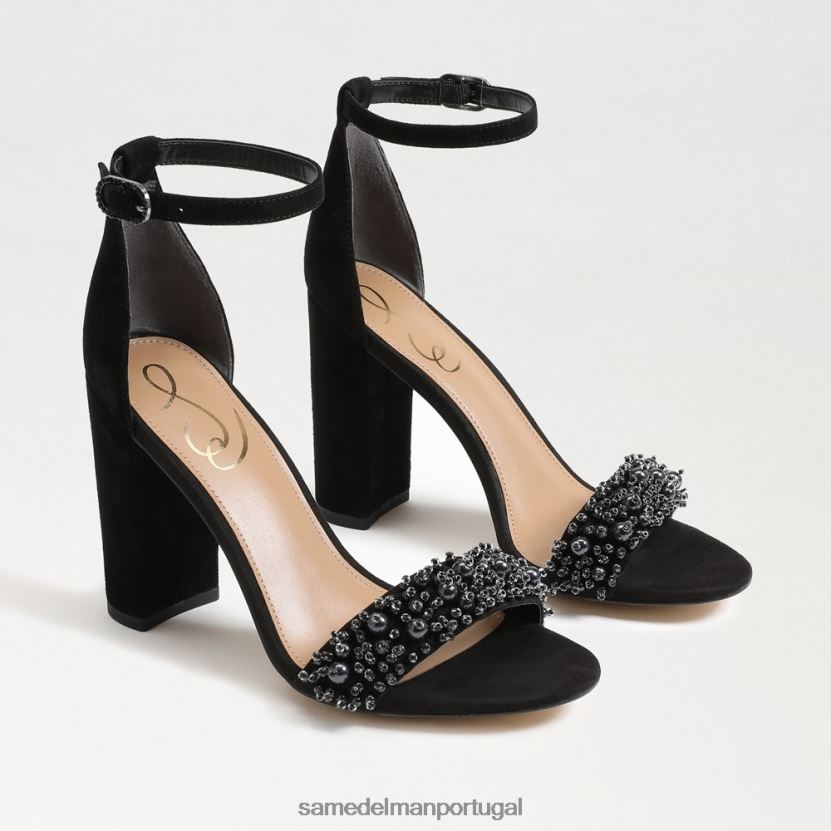 Sam Edelman Camurça preta mulheres sandália yaro perla com salto bloco calçados X8JV0P619
