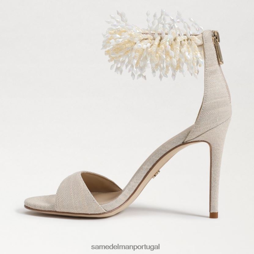 Sam Edelman areia mulheres Gillie com salto com tira no tornozelo e contas calçados X8JV0P604