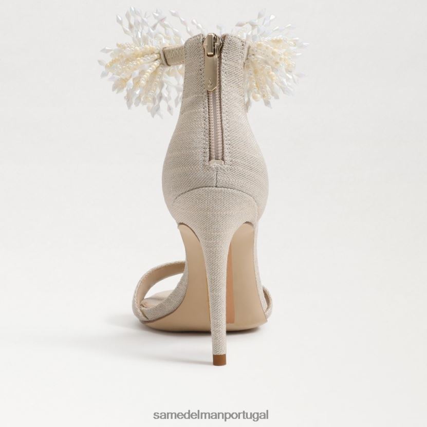 Sam Edelman areia mulheres Gillie com salto com tira no tornozelo e contas calçados X8JV0P604