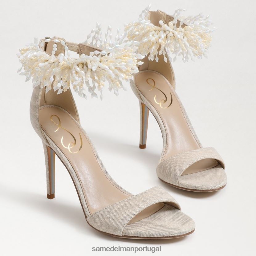 Sam Edelman areia mulheres Gillie com salto com tira no tornozelo e contas calçados X8JV0P604