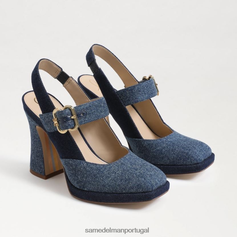 Sam Edelman azul montrose mulheres jildie slingback mary jane salto calçados X8JV0P312