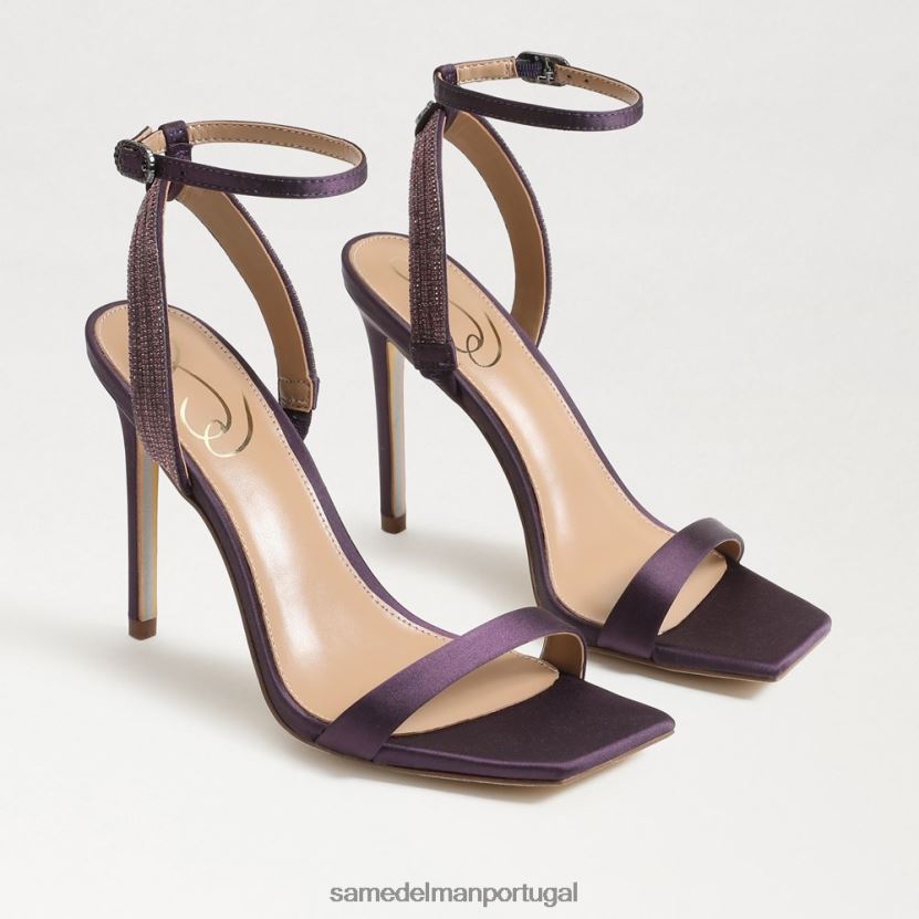 Sam Edelman cetim de berinjela mulheres salto com tira no tornozelo ophelia calçados X8JV0P539