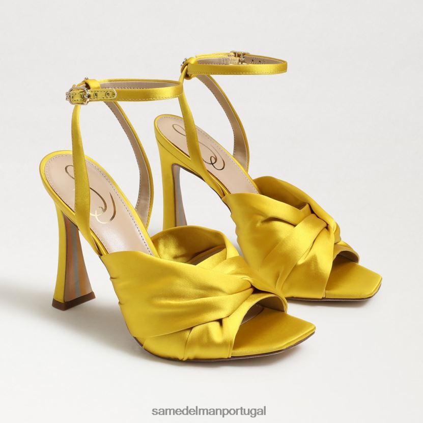 Sam Edelman cetim ocre mulheres salto com tiras lavanda calçados X8JV0P947