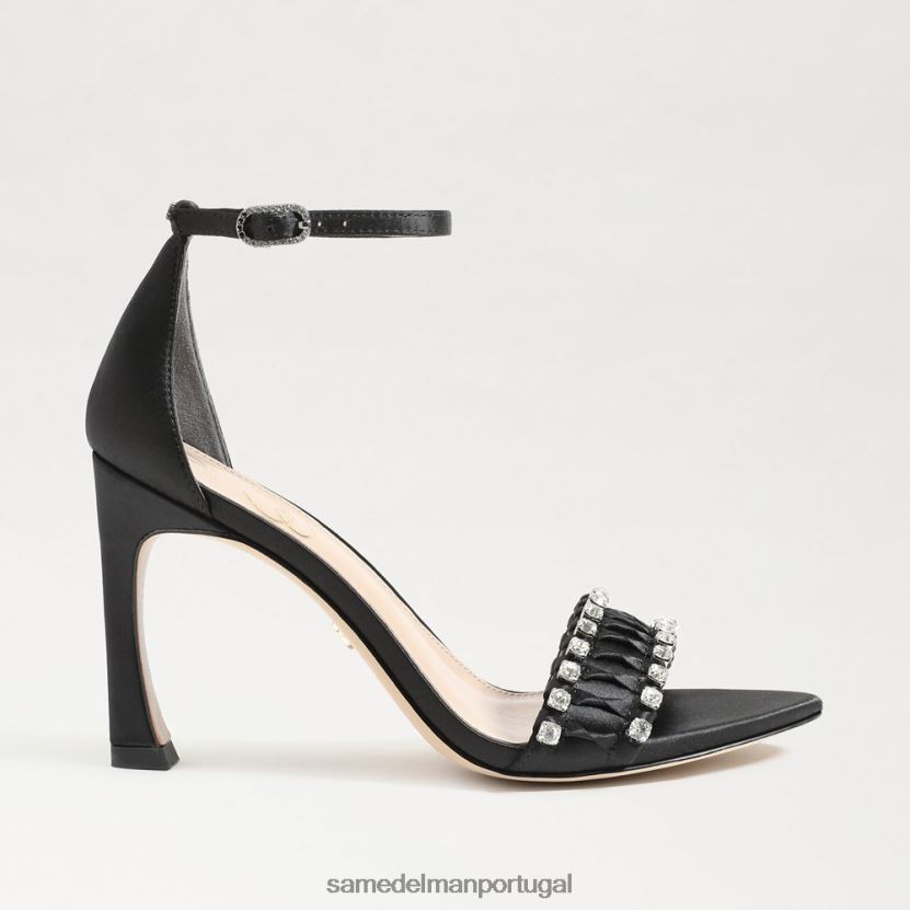 Sam Edelman cetim preto mulheres evelynn salto com tiras calçados X8JV0P609