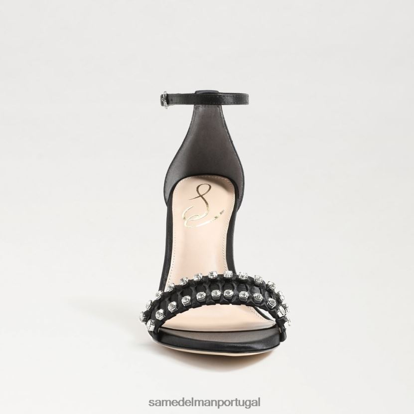 Sam Edelman cetim preto mulheres evelynn salto com tiras calçados X8JV0P609