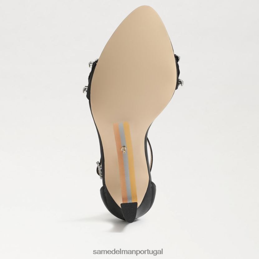 Sam Edelman cetim preto mulheres evelynn salto com tiras calçados X8JV0P609