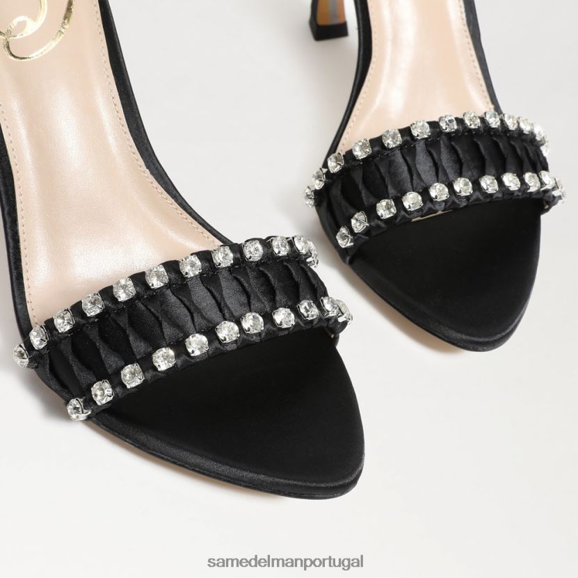 Sam Edelman cetim preto mulheres evelynn salto com tiras calçados X8JV0P609