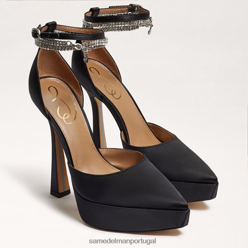 Sam Edelman cetim preto mulheres salto plataforma andie calçados X8JV0P761