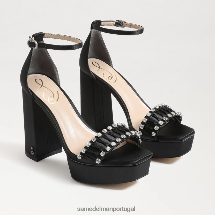 Sam Edelman cetim preto mulheres salto plataforma ninete calçados X8JV0P758