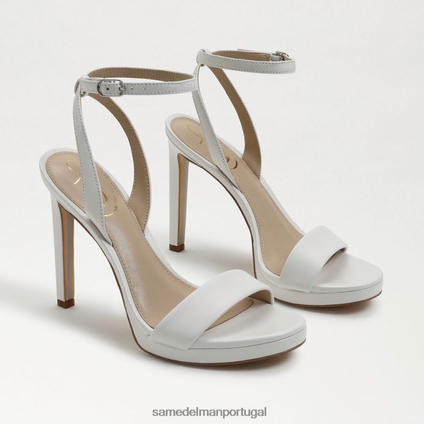 Sam Edelman couro branco brilhante mulheres salto com tira no tornozelo jade calçados X8JV0P387