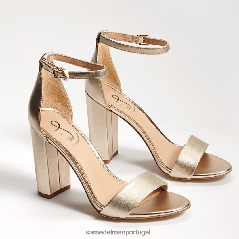 Sam Edelman couro dourado claro mulheres sandália yaro com salto bloco calçados X8JV0P324