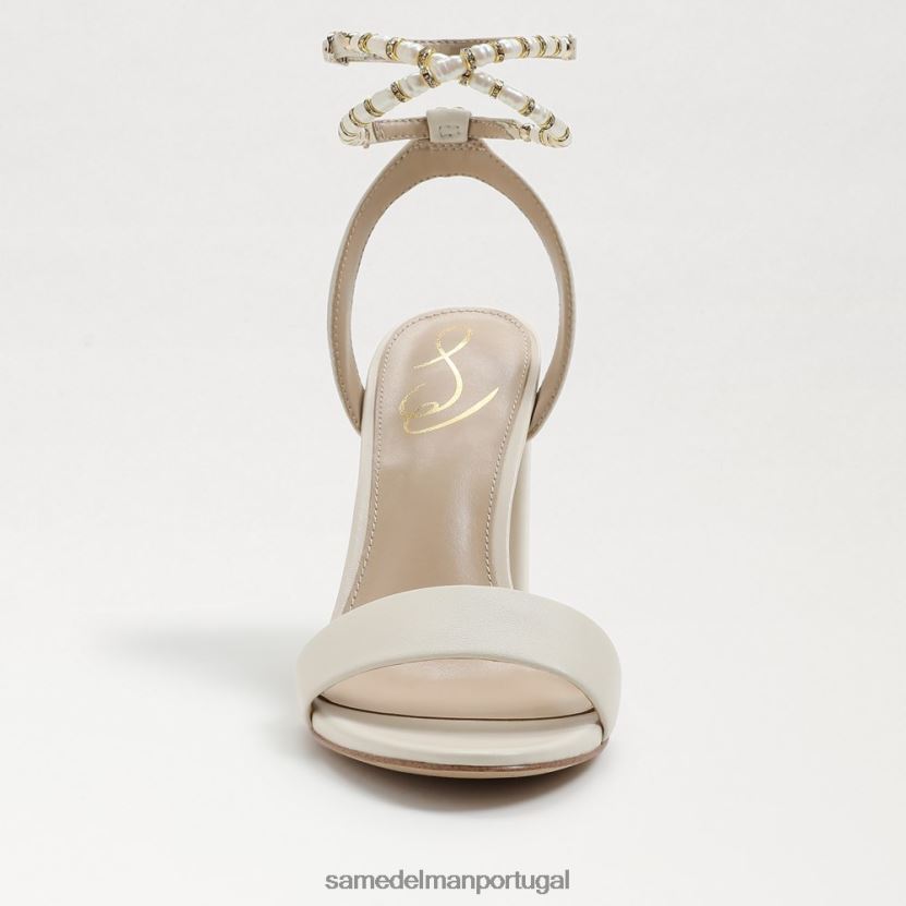 Sam Edelman couro marfim moderno mulheres sandália yanelli salto bloco calçados X8JV0P857