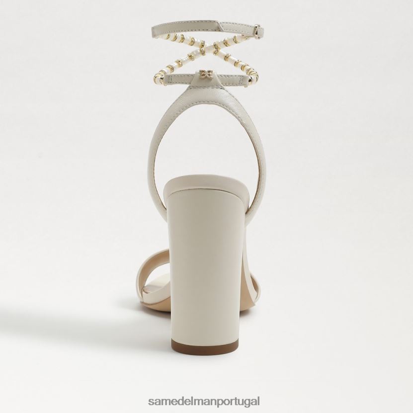 Sam Edelman couro marfim moderno mulheres sandália yanelli salto bloco calçados X8JV0P857
