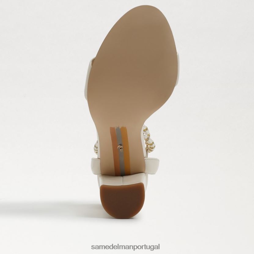 Sam Edelman couro marfim moderno mulheres sandália yanelli salto bloco calçados X8JV0P857