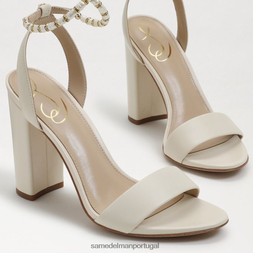 Sam Edelman couro marfim moderno mulheres sandália yanelli salto bloco calçados X8JV0P857