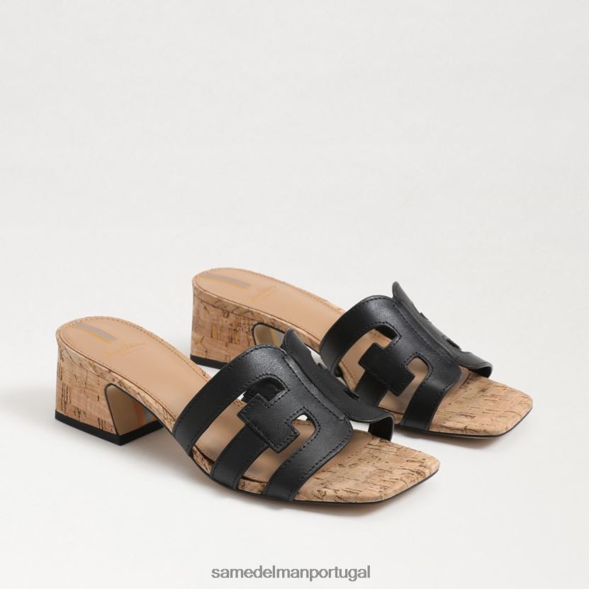 Sam Edelman couro preto mulheres salto mule winlow calçados X8JV0P356