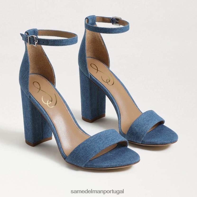 Sam Edelman índigo lavado mulheres sandália yaro com salto bloco calçados X8JV0P320