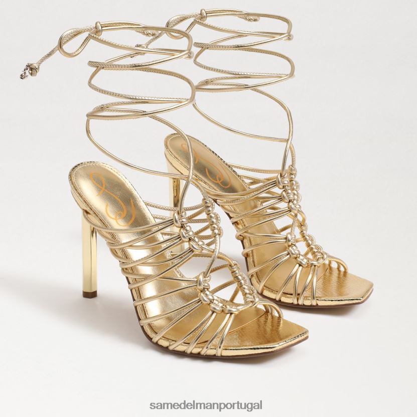 Sam Edelman ouro âmbar mulheres sandália stiletto com cadarço lylah calçados X8JV0P441