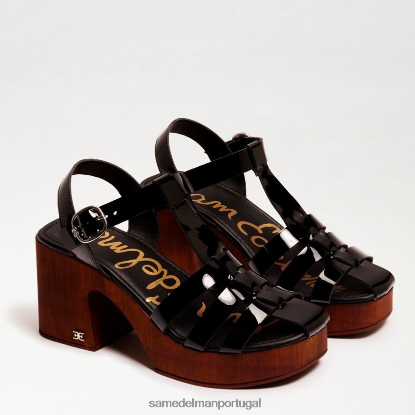 Sam Edelman patente preta mulheres salto bloco plataforma margritte calçados X8JV0P660