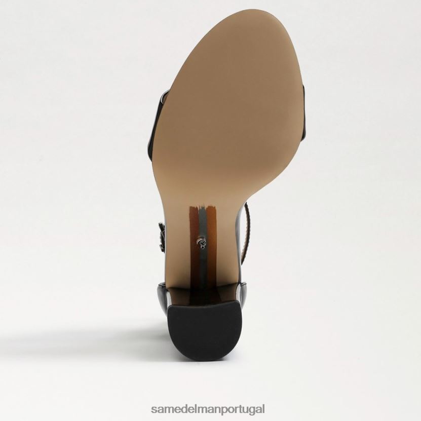 Sam Edelman patente preta mulheres sandália yaro com salto bloco calçados X8JV0P336