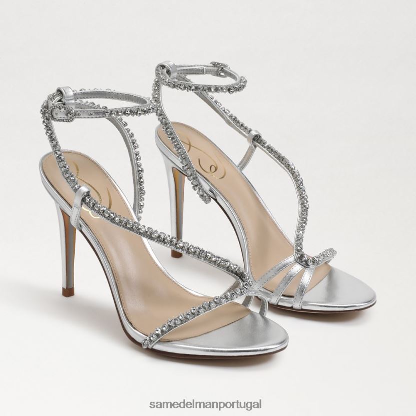 Sam Edelman prata suave mulheres salto com tira no tornozelo granger calçados X8JV0P695