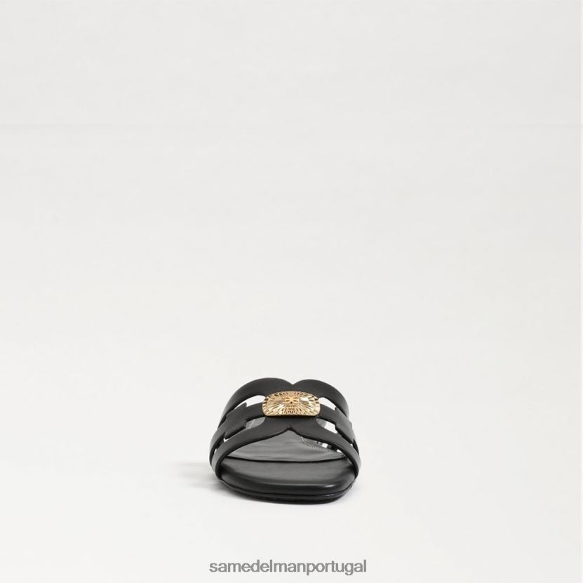 Sam Edelman couro preto mulheres sandália bay radiante slide calçados X8JV0P575