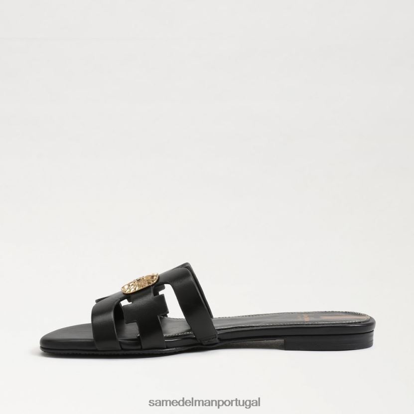 Sam Edelman couro preto mulheres sandália bay radiante slide calçados X8JV0P575