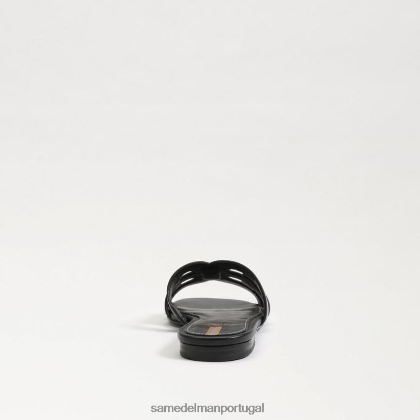 Sam Edelman couro preto mulheres sandália bay radiante slide calçados X8JV0P575