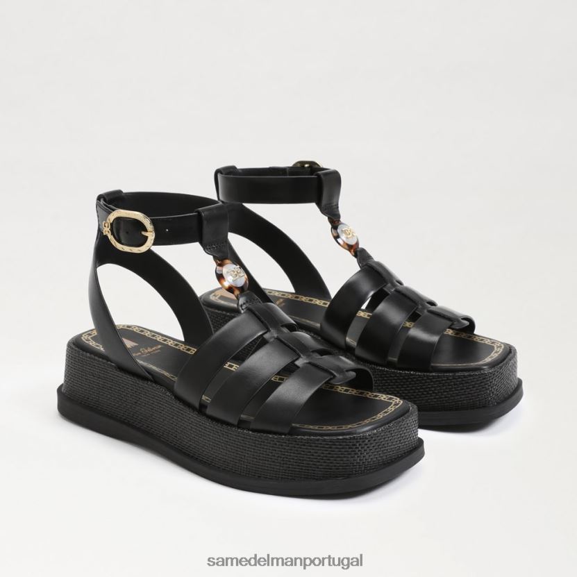 Sam Edelman couro preto mulheres sandália gladiadora plataforma naima calçados X8JV0P602